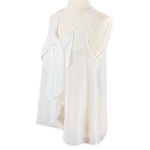 IZ BYER WHITE SLEEVELESS BLOUSE WITH BOW, SIZE M - Picture 2 of 5